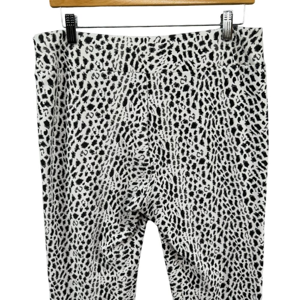 Lena Gabrielle Animal Print Pants Womens Black White Pull On Stretch Size 12 - Picture 3 of 10